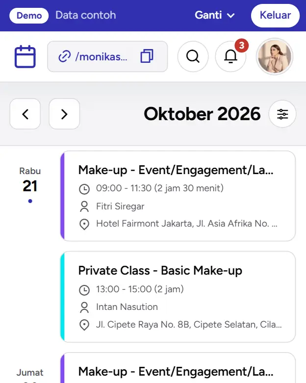 Kalender dasbor demo Monik Astiadi