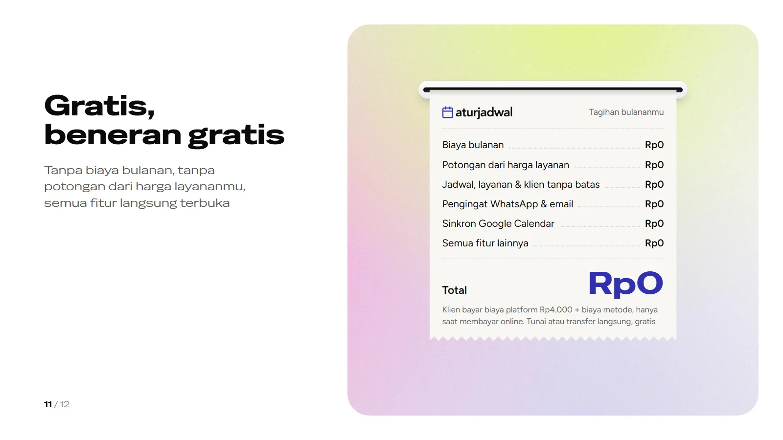 Slide 11: Gratis, beneran gratis